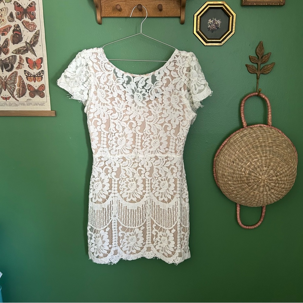 Lulus Pearson White Lace Short Sleeve Dress - Picture 4 of 12